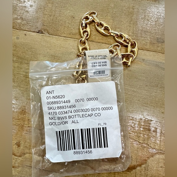 Anthropologie gold bottlecap link collar necklace choker statement jewelry - Picture 7 of 11